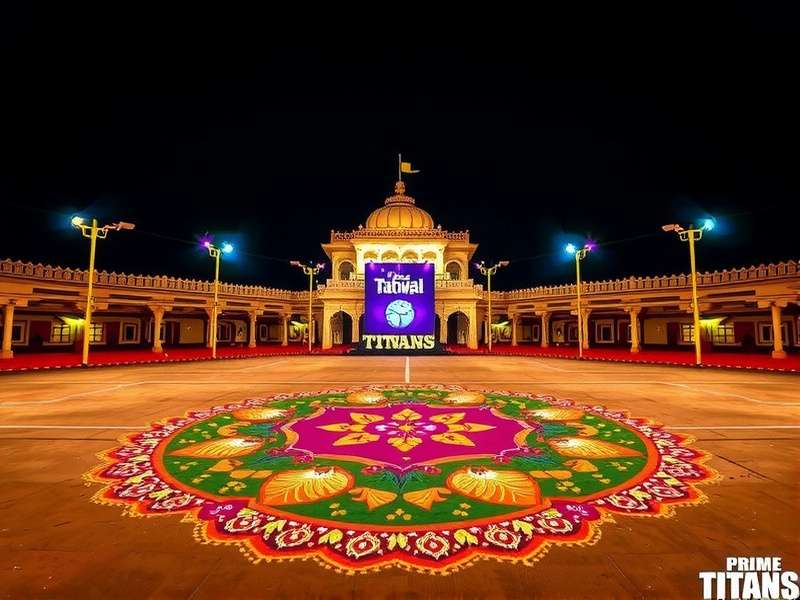 Volley Prime Titans Diwali event with rangoli-decorated court