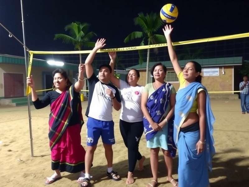 Indian villagers celebrating Volley Prime Titans tournament win